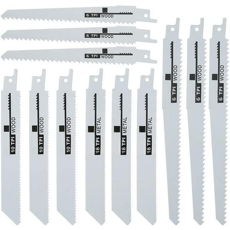 

MTFun 12-Piece Reciprocating Saw Blade Set Metal/Wood Cutting Saw Blades Pruner Saw Blades Fits All Reciprocating Saw (12 Pcs)