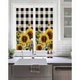 thumbnail image 2 of Window Privacy Film Sunflower Checkered Stained Glass Window Film Decorative Sun Block Window Cover Black Buffalo Plaid Pastoral Flowers Window Clings Static Adhesive Sticker for Bathroom 19.6"x39.3", 2 of 7
