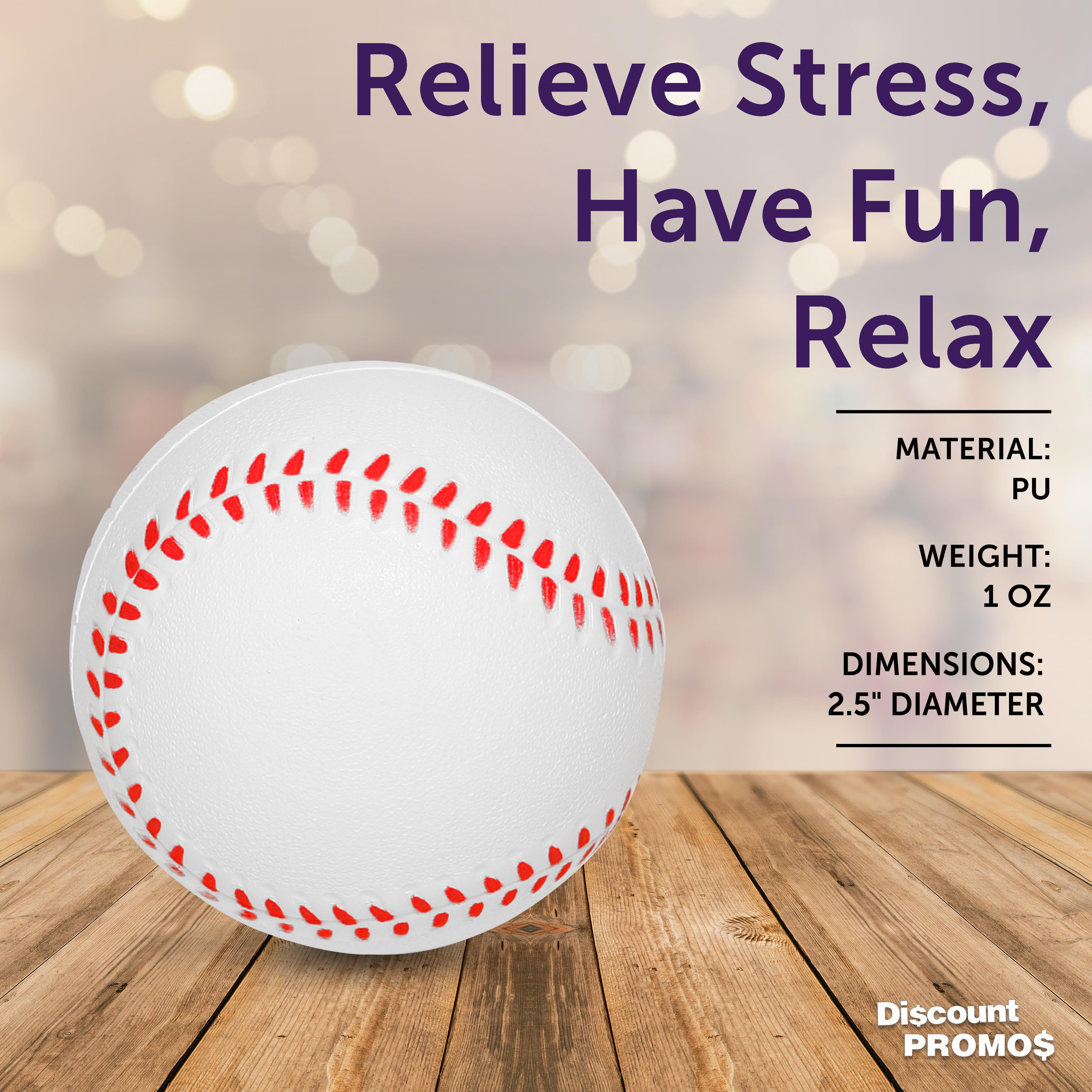 Baseball Stress Balls Set of 10, Bulk Pack - Anxiety Stress Relief, Perfect for Your Desk, Office or Home - White