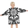 thumbnail image 3 of Black White Tie Dye Mandala Pattern Blanket Hoodies for Kids 6-13YR Oversize Wearable Blanket Hoodies for Boys Girls Teens, 3 of 7