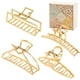 thumbnail image 1 of Paquete de 4 pinzas grandes doradas para el cabello para mujeres, cabello grueso, antideslizante, pinza para la mandíbula, diseño francés, pinzas para el cabello con forma de plátano y cruz de metal p, 1 of 5