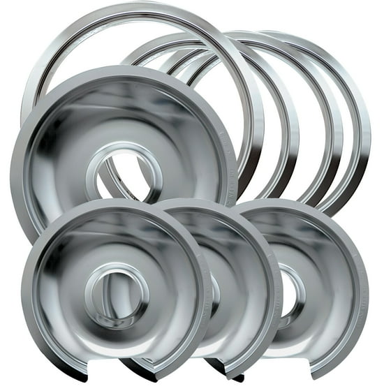 Range Kleen Chrome GE and Hotpoint Drip Pans, 8 Pack