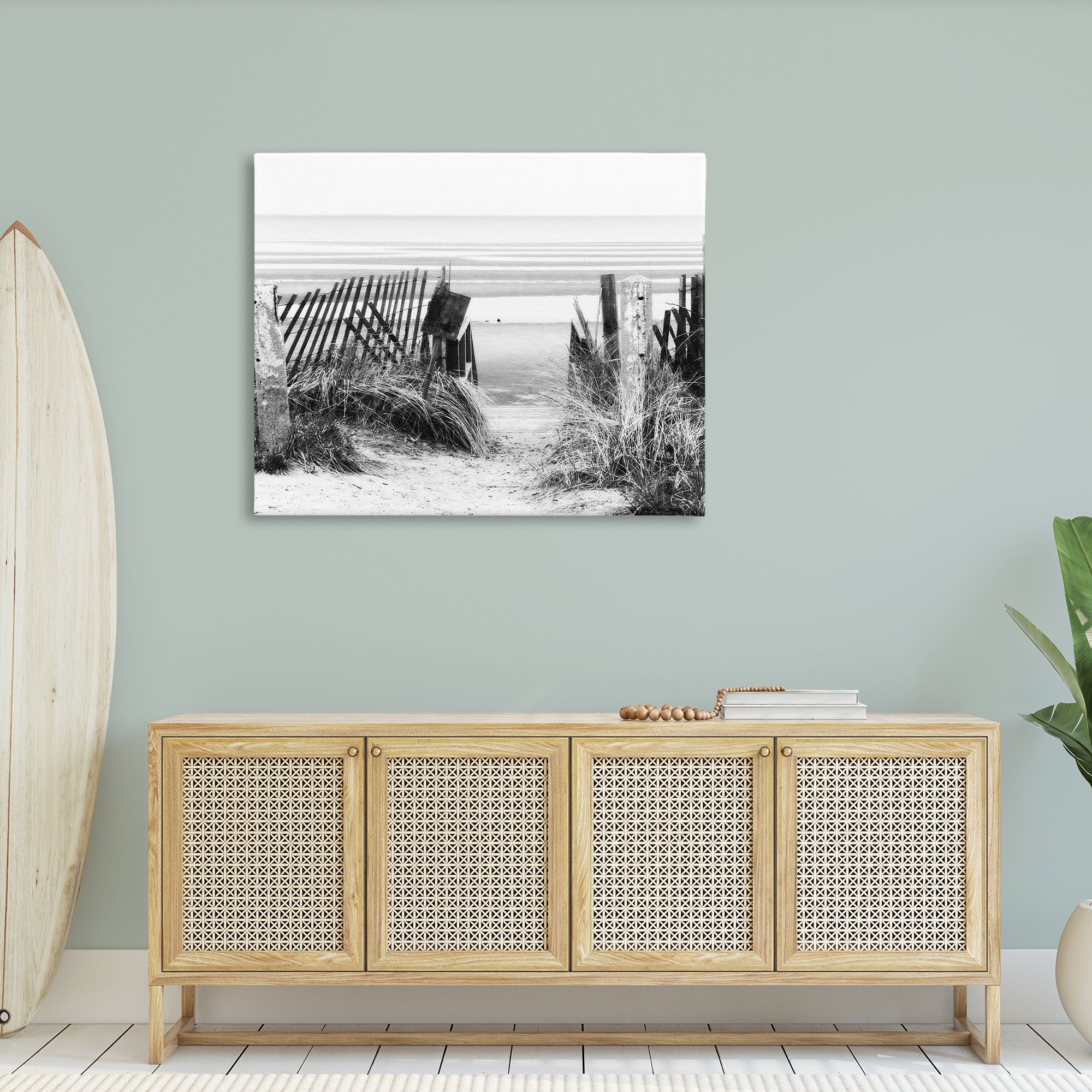 Stupell Industries Fenced Beach Path Landscape Photography Gallery Wrapped Canvas Art Print Wall Art, 48 x 36