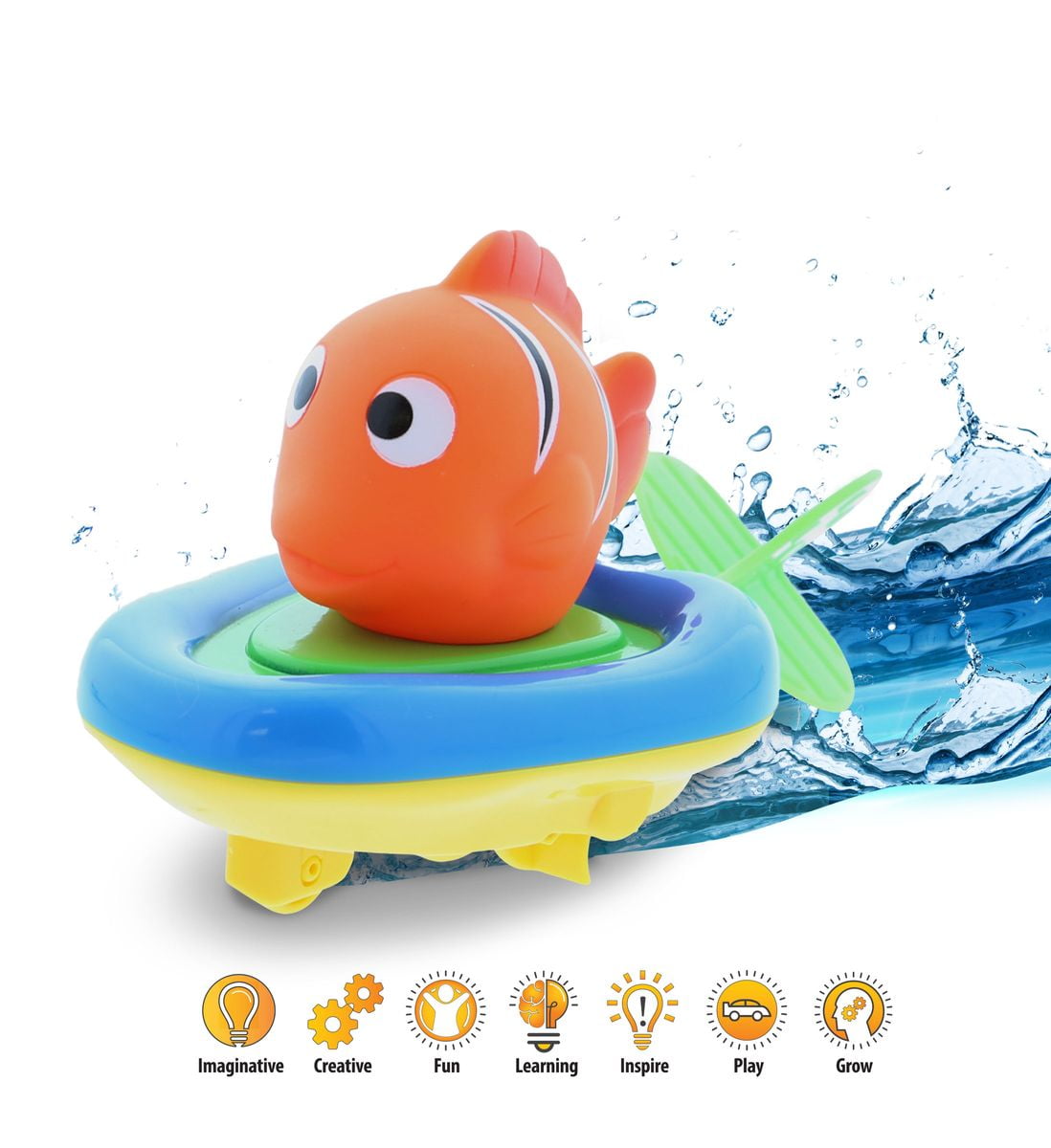 3 in 1 Game Duck Fun Educational Bath Toy Finger Puppet Pull and Go Water Racing Lake Pal for Shower Pool Bathtub Swim Hard Surfaces for Baby Toddler and Boy 6 Inch DolliBu Boat Racer Buddy 