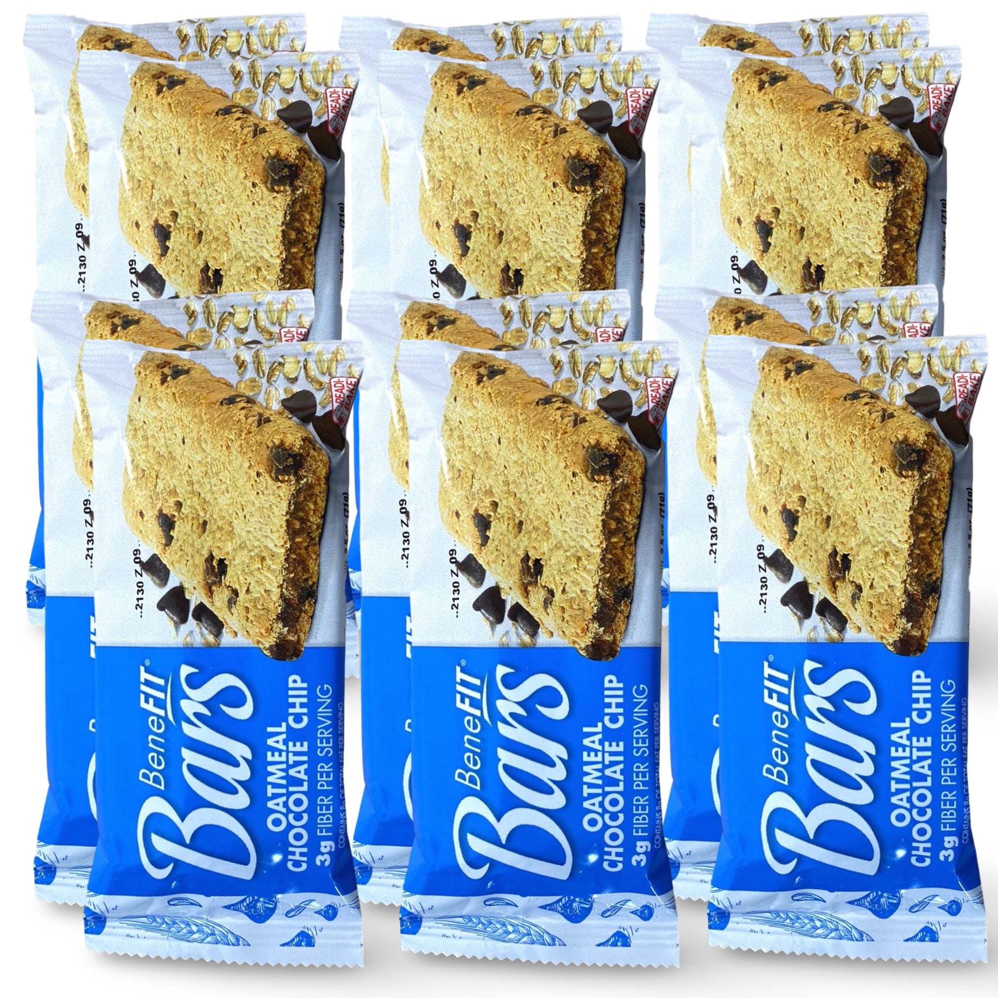 Oatmeal Chocolate Chip BeneFit Bars by Readi-Bake 2.5 Oz,  12 Full Size Bars