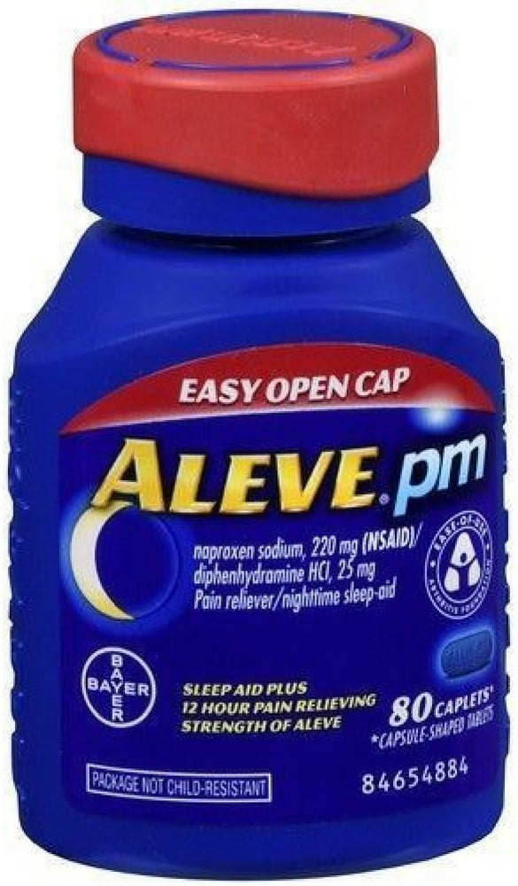 Aleve PM Pain Reliever Nighttime Sleep-Aid, Soft Grip Cap, 80 Ct, 2 ...