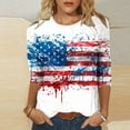 thumbnail image 2 of GERsome 4th of July 3/4 Sleeve Womens Tops Casual Loose Fit Crewneck T Shirts American Flag Patriotic Tee Shirts S-3XL, 2 of 5