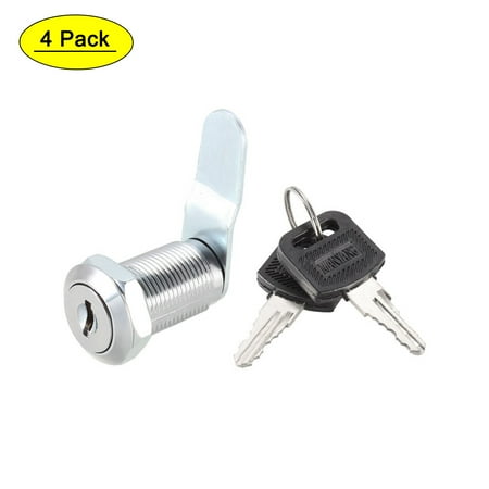Uxcell Cam Lock 25mm Cylinder Long Fit on Max 5/8-inch Panel Keyed Different 4Pcs