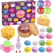 2026 Squishy Advent Calendar, 25-Day Christmas Countdown, Food-Themed Mystery Collectibles Set with Dumpling, Cheese & Glitter Ball Surprises, Holiday Gift Box, Festive Countdown Calendar