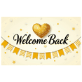 thumbnail image 2 of LUUFILx Welcome Back Banner Gold Heart Backdrop Party Decorations Office School Reopening Welcome Event Supplies Celebration Banner Classroom Decor, 2 of 7