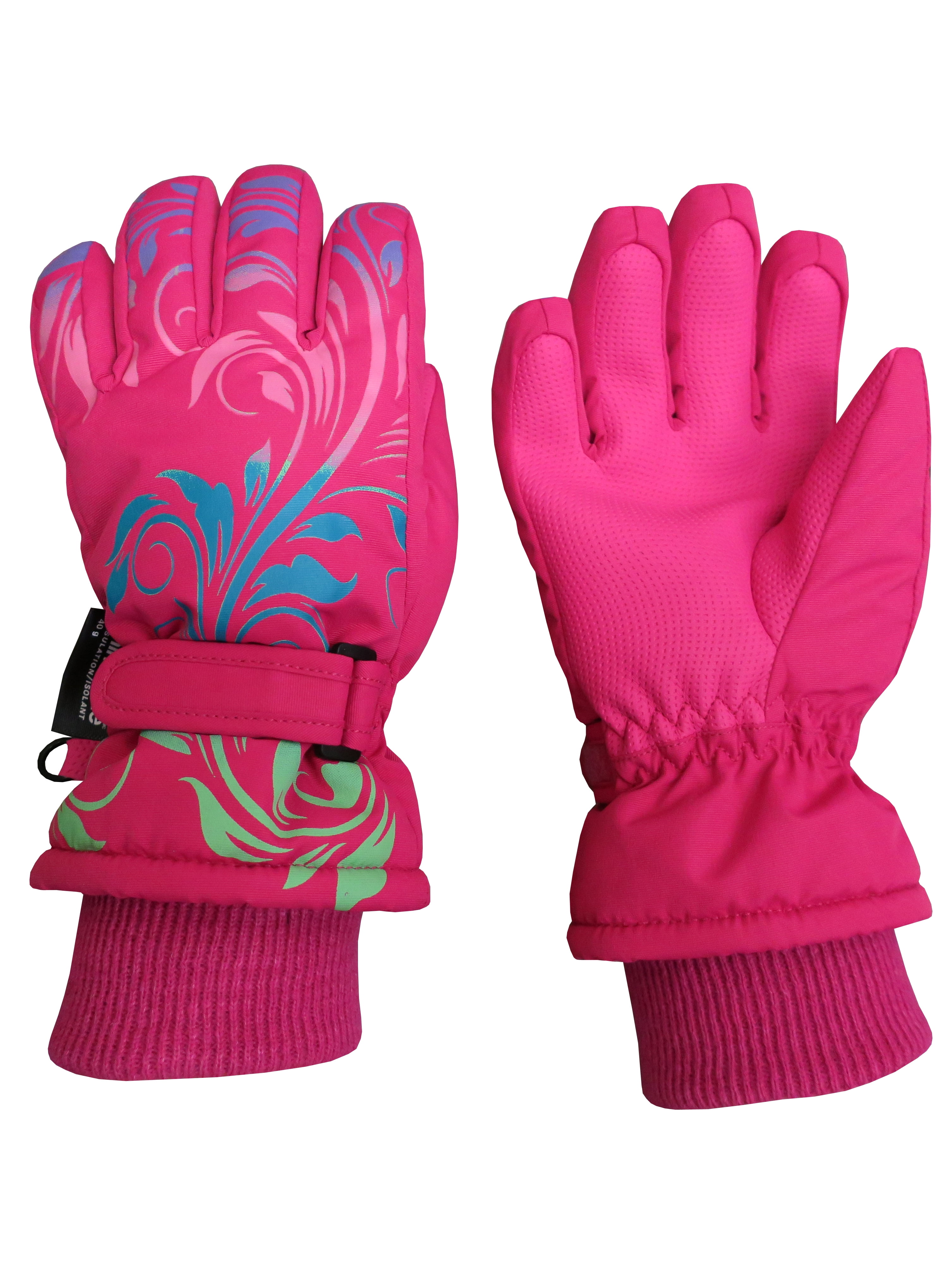 NIce Caps Girls Ombre Shaded Waterproof Thinsulate Winter Snow Ski Gloves