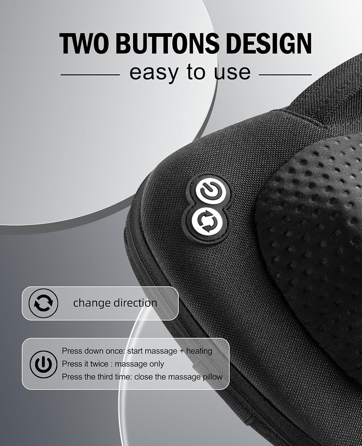 Viktor Jurgen Shiatsu Kneading Massager Pillow for Neck, Back and Shoulder with Heat, Oxford Black - New
