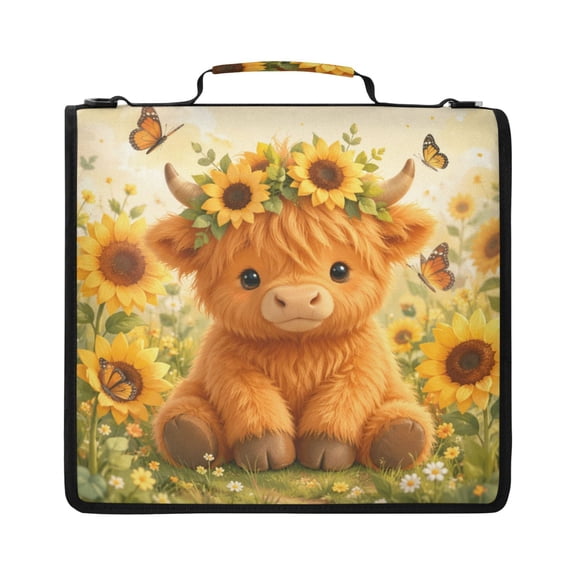 Zipper Binder with Shoulder Strap 2 inch 3 Ring Waterproof File Folder Organizer Bag 500 Sheet Small Orange Plush Calf