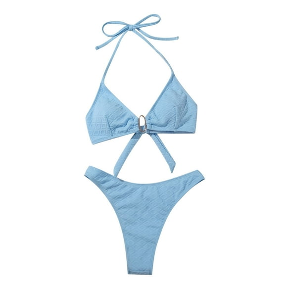 Youyipin womens swimsuits 2 piece Ribbed O-Ring String Bikini Swimsuit Cheeky Thong Swimwear Bathing Suit beach vacation clothes for women