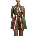 thumbnail image 4 of Uhndy Women Sexy V-Neck African Rompers Jumpsuit Floral Dashiki Ankara Boho Beach Short Sleeveless African Playsuit Polkadot M, 4 of 6