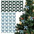 thumbnail image 7 of Christmas Bows, Christmas Ribbon, 24pcs Velvet Flocking Cloth Can Tie Ribbon for Christmas Party Decoration, Blue and Green Polyester Fibre DIY Holiday Decor 9x9cm, 7 of 7