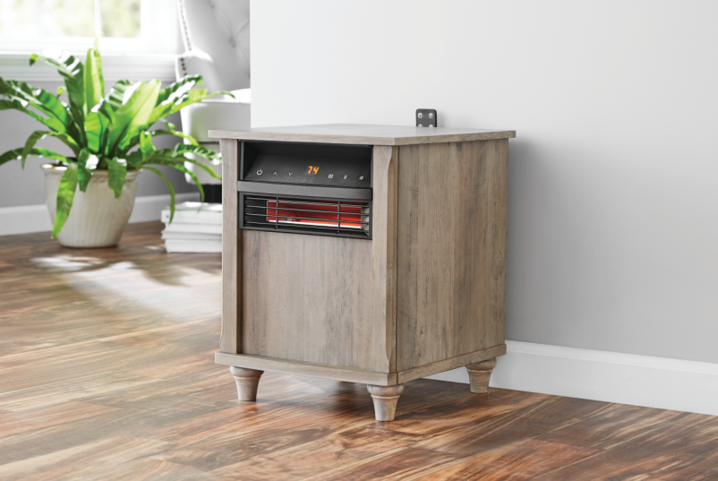 3 Heat+2 Fan settings Wood Finish Mainstays 6 Element Infrared Quartz Heater