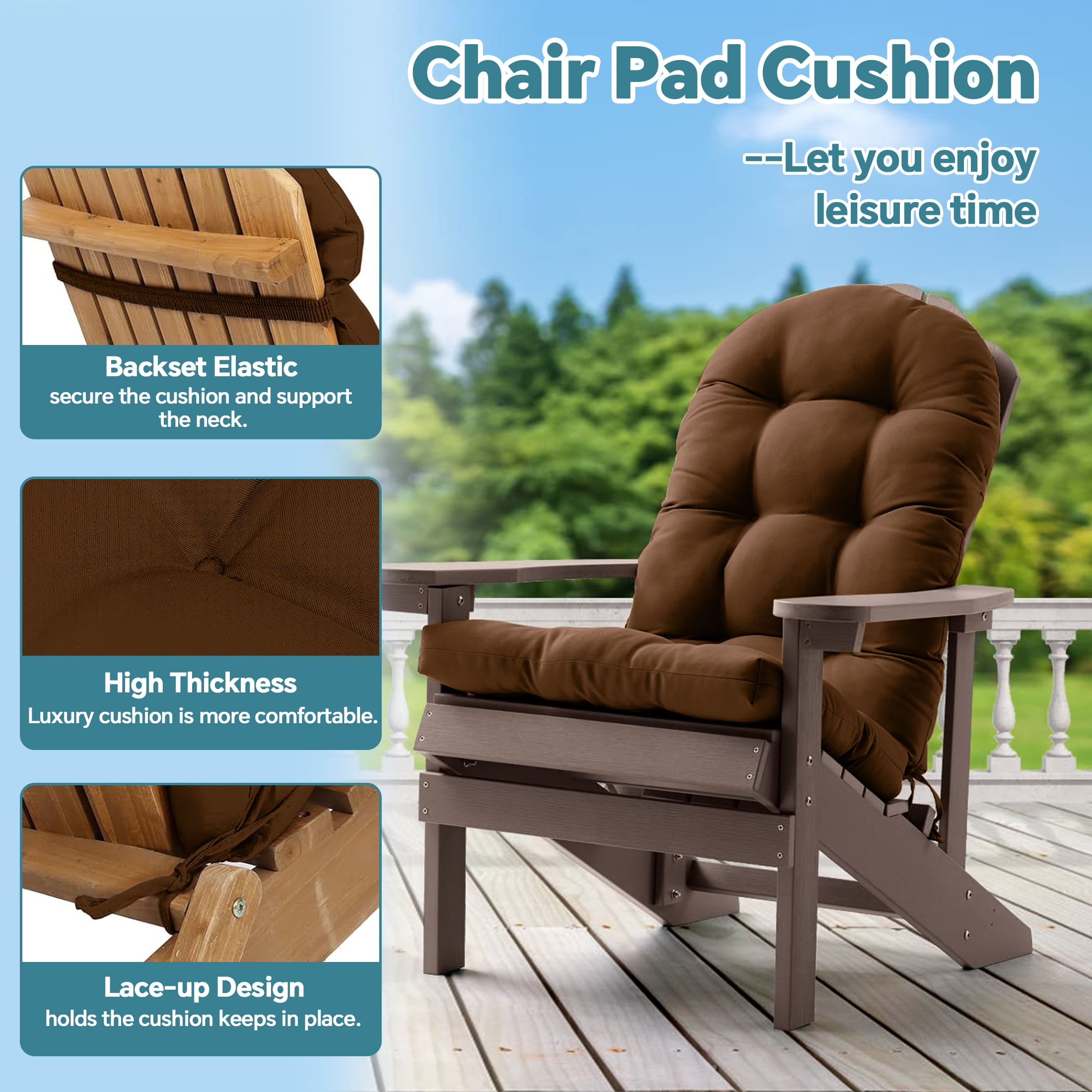 HioHa Adirondack Chair Cushion Set of 2, 49x20 Inch Waterproof UV-Protected Outdoor Patio Cushion