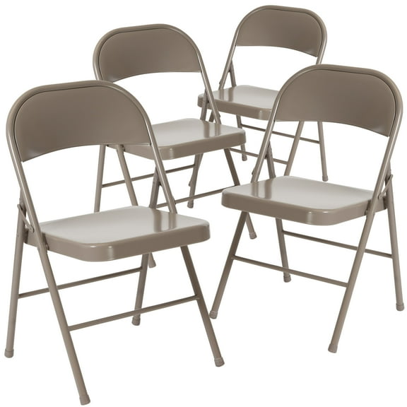 Flash Furniture 4 Pack HERCULES Series Double Braced Gray Metal Folding Chair