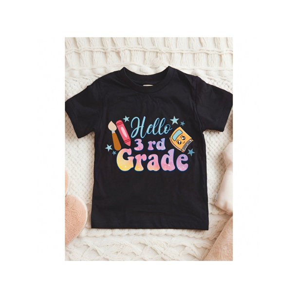 Back To School Hello 3rd Grade Back To School T-Shirt - Kids' First Day of 3rd Grade Shirt With School Graphic - Soft Breathable Cotton Tee For Boys & Girls - Birthday Party outfit