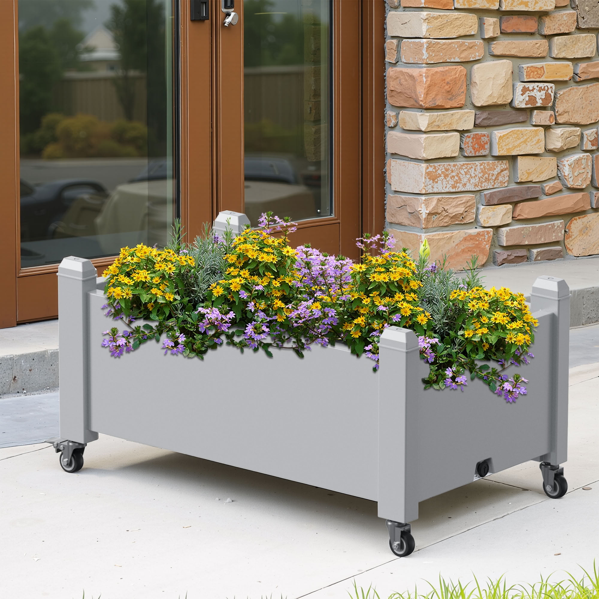 MAYEERTY Raised Garden Bed Planter with Wheel, Built-In Water Storage for Mobile Patio Balcony Vegetable Flower Herb Garden