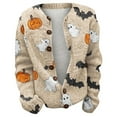 thumbnail image 4 of Cardigan Sweaters For Women Lightweight Halloween Printed Fashion Cardigan Polyester Spandex Blending Shirts 1Pc White L Sweaters For Women, 4 of 4