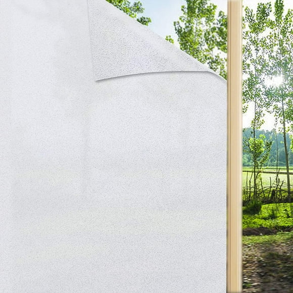 Window Privacy Film Frosted Glass Non Adhesive Static Window-Sticker Frosted Static Cling Film UV Protection Opaque for Frosting Film Bathroom Office Meeting Room, Matte Pure