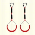 thumbnail image 2 of 2pcs Swing Gymnastic Rings Outdoor Backyard Play Sets Climbing Ring Obstacle Ring Swing Toys Set for Kids (Red), 2 of 7