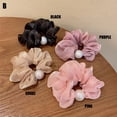 thumbnail image 3 of Hair Accessories Elastics Pearl Chiffon Hair Ring Headband HairBands Hair Circle BLACK B, 3 of 8