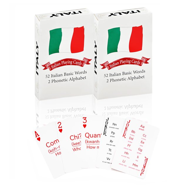 Paquete de 2 cartas italianas con 52 vocablos y 2 símbolos