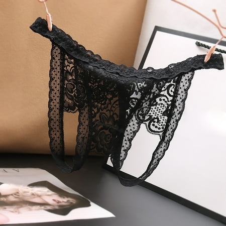 ZVNAH Sexy G String Thongs  Valentine s Day Gifts  Couple Supplies  One Size  Womens Floral Lace Panties Mesh Hollow Out See Though Panties