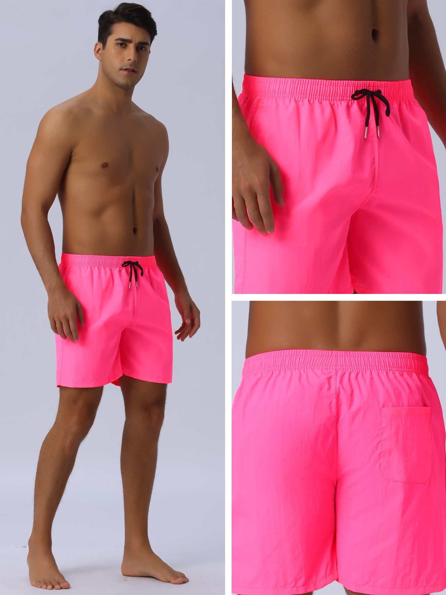 DARING DIVA Men's Elastic Waist Drawstring Surfing Board Shorts 28 Pink