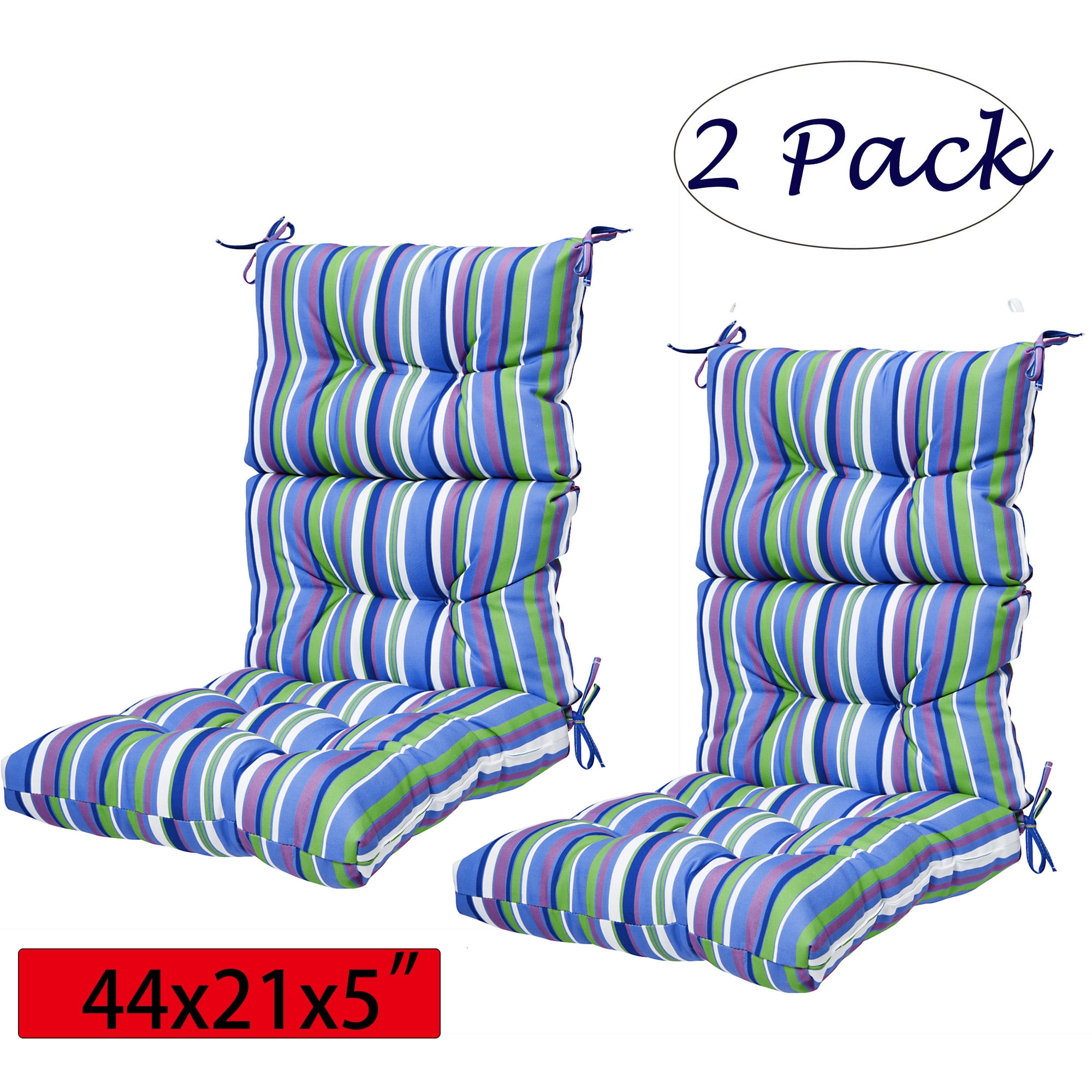 Classic Stripe Outdoor/Indoor High Back Chair Cushion Square High