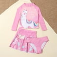 thumbnail image 3 of Bullpiano 2-6Y Girl Summer Swimsuit Long-sleeved Top +Bottom 3Piece Set Fashion Pattern for Swimming Pool Party (Pink), 3 of 8