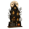 thumbnail image 2 of ShaoXinWan Halloween Ghost Pumpkin House Wooden Tabletop Ornament, 2D Spliceable Decor Sign, Festive Accent for Dining Table Cabinet Bookshelf Decor, 2 of 7