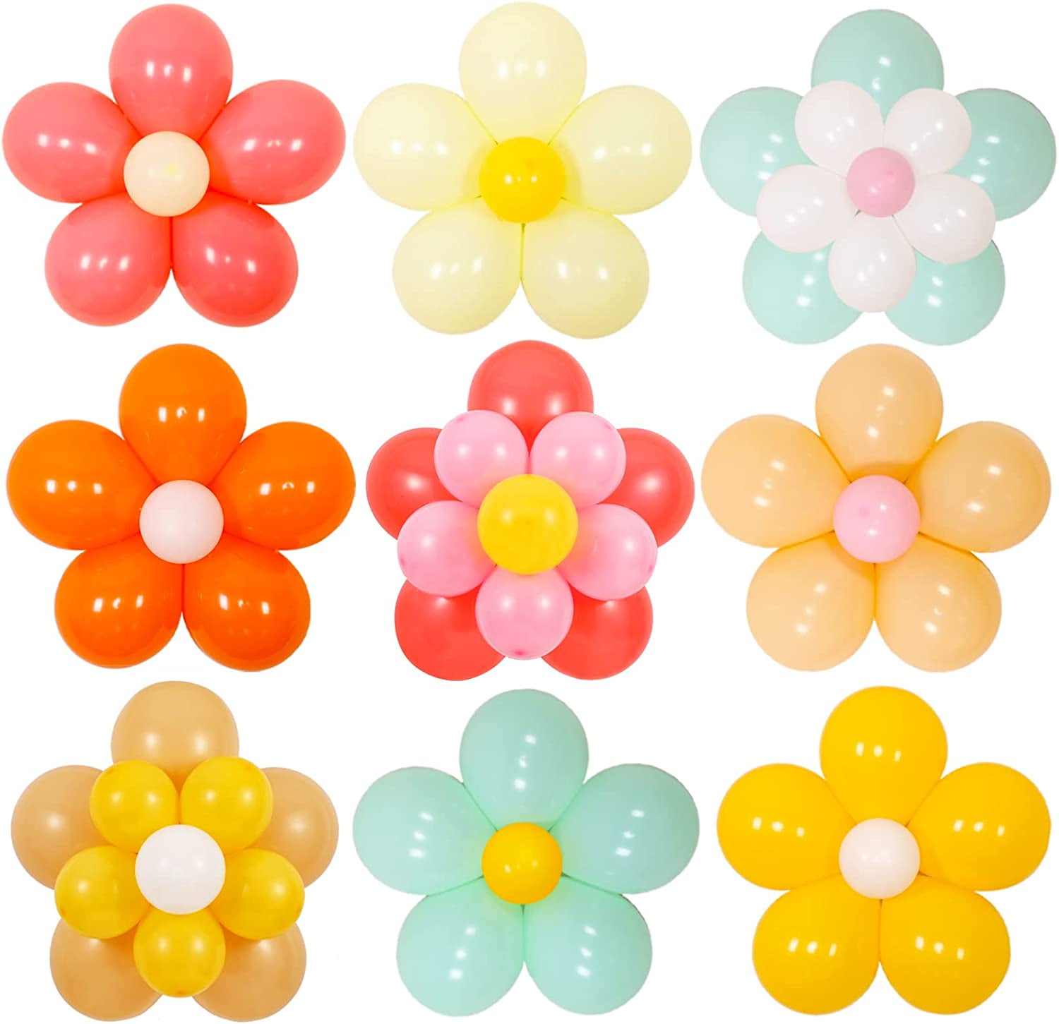 21 Set Colorful Daisy Flower Balloon DIY Kit, 126Pcs 10Inch Multicolor  Latex Balloons, Groovy Hippie Boho Balloons, Flower Party Decoration for  Baby