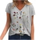 thumbnail image 3 of ICHUANYI Clearance Fashion Woman Causal V-Neck Printing Blouse Short Sleeve T-Shirt Summer Tops(Gray, L) ICHUANYI WER2023081007603, 3 of 5