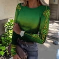 thumbnail image 2 of ASDFVBKG Womens St Patrick's Day Tops Fashion Crew Neck Basic Long Sleeve Rib Fitted Shirts Ribbed Knit Shamrock Comfortable Pullover Tops Beige XL, 2 of 6