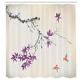 thumbnail image 2 of Ambesonne Japanese Shower Curtain, Coral Hues Cherry Blossoms, 69"Wx70"L, Pale Fuchsia, 2 of 4