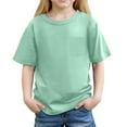 thumbnail image 1 of NINGMENG Juniors Filles Hauts & T-Shirts Été Couleur Unie Col Rond Manches Courtes T-Shirts Décontractés de Plage Vêtements de Vacances, Vert, 10-11 Ans, 1 of 6