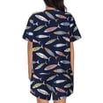 thumbnail image 3 of Bingfone Sardine Print Pajamas Sets for Women Soft Short-Sleeved Pjs with Lounge Shorts Two Piece Sleepwear, 3 of 8