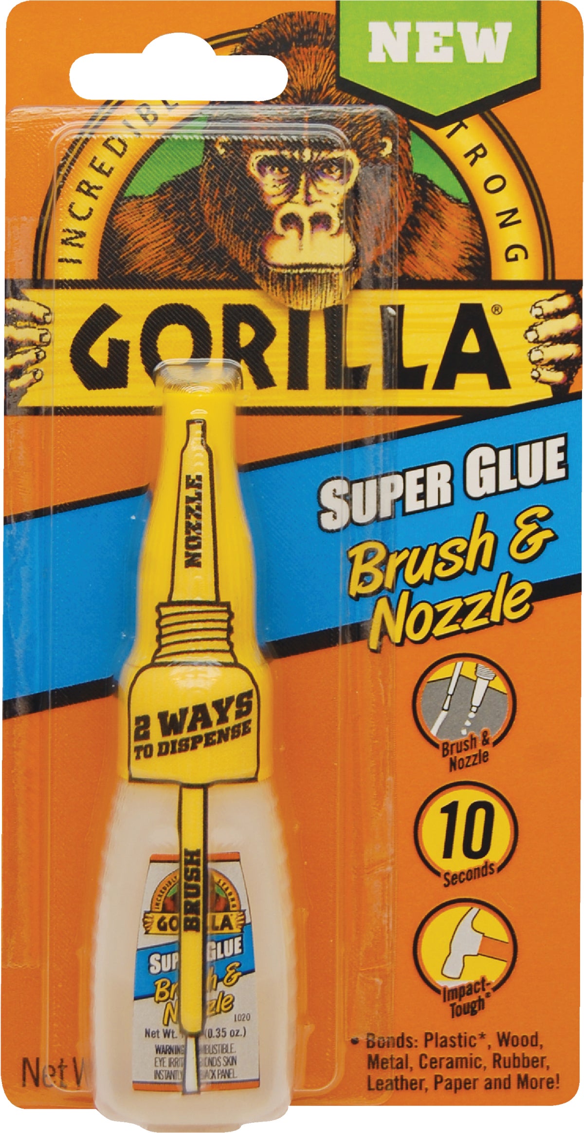 Gorilla Glue Gorilla Brush & Nozzle Super Glue 0.42 Oz.