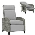 thumbnail image 2 of Outsunny Outdoor Recliner Chair with Cushions, PE Wicker Reclining Patio Lounge Chair with Adjustable Footrest, Armrests, Side Tray Table, Gray, 2 of 9