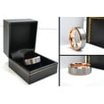 thumbnail image 2 of 2-Tone Rose Gold Tungsten Wedding Band Brushed Beveled Men's Tungsten Anniversary Ring JATN742s9.5, 2 of 3