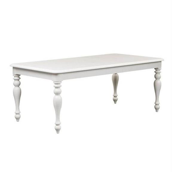 Bowery Hill Transitional Wood Dining Table in Oyster White