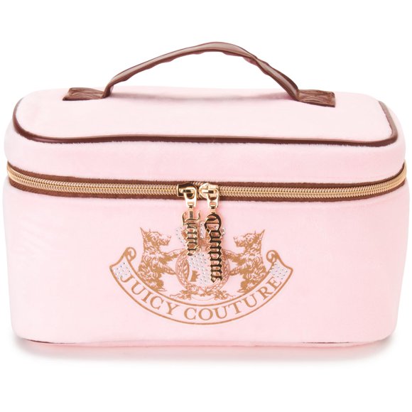 Juicy Couture Women's Cosmetics Bag - Travel Makeup and Toiletries Train Case Organizer, Size One Size, Light Pink