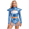 thumbnail image 4 of renvena Costume d'Astronaute Robot Cosplay Espace Halloween pour Femmes Bleu TG, 4 of 6