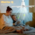 thumbnail image 4 of CARRFA 20.5" Ceiling Fans with Lights and Remote Control, Modern Ceiling Fan Light with 6 Square Reversible Blades, 3 Colors Dimmable+Ring Lights, for Kitchen Bedroom Dining Room, White, 4 of 10