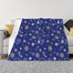 thumbnail image 1 of Balery Golden Snowflakes Royal Blue Manta de Franela con Dibujo, Lujo Ultra Suave y Cálido, Antipelusa y Resistente a las Arrugas para Cama, Sofá, Camping -50"x40", 1 of 6