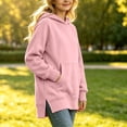 thumbnail image 4 of Girls Hoodies Size 14-16 Long Length Casual Hooded Girls Sweatshirt Side Split Long Sleeve Girls Pullover Top Loose Fall School Clothes for Teen Girls with Pocket, 4 of 6